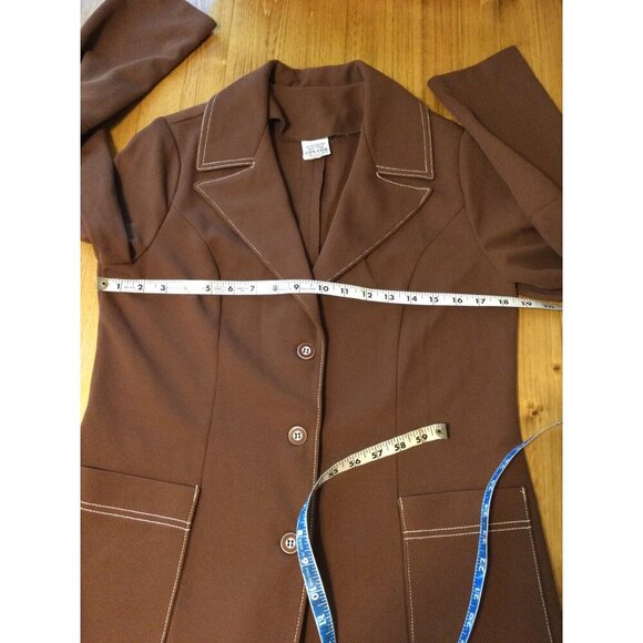 Vintage Cos Cob Brown Womens Blazer Style Top Size 13/14 Button-Up 100% Polyeste - Picture 7 of 9